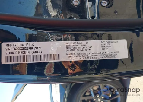 2023 Dodge Charger Gt из США, поврежденный, VIN 2C3CDXHG5PH663473